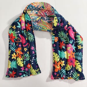 Rice-flax seed therapeutic heating-cooling pad, neck-shoulder-knee wrap, heat pad, cold pack, rice bag, neck wrap, Tropical, flowers