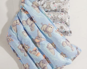 Rice-flax seed therapeutic heating-cooling pad, rice bag, heat pad, cold pack, doula, hippos, elephants