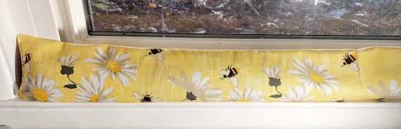 Draft Stopper, Door Draft Stopper, Breeze Blocker, Window Draft Stopper, Insect Repellent, FILLED W/CEDAR, Flowers, Daisies, Bees