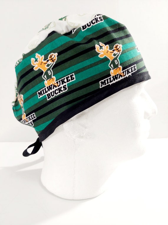 Milwaukee Bucks, Skull Cap, Doo Rag, Scrub Cap, Surgical Hat, Welding Cap, Chemo Hat