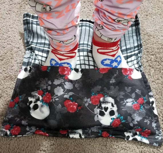 Rice-flax seed therapeutic heating-cooling foot warmer bag, rice bag, heat pad, cold pack, skulls