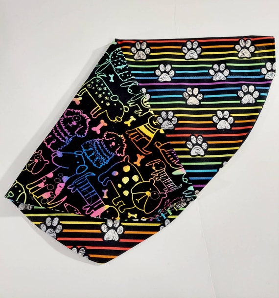 Over the Collar Bandana, Reversible, Dog Collar, Cat Collar, Pet Gift, Dog Bandana, Dogs, Paws