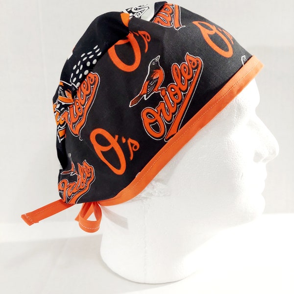 Orioles, Skull Cap, Doo Rag, Scrub Cap, Welders Cap, Surgery Hat, Surgical Hat, Chemo Hat