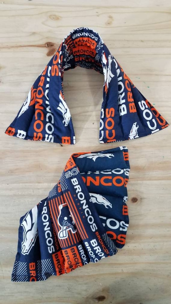 Rice-flax seed therapeutic heating-cooling neck wrap, body pad, heat pad, cold pack, rice bag, Denver Broncos