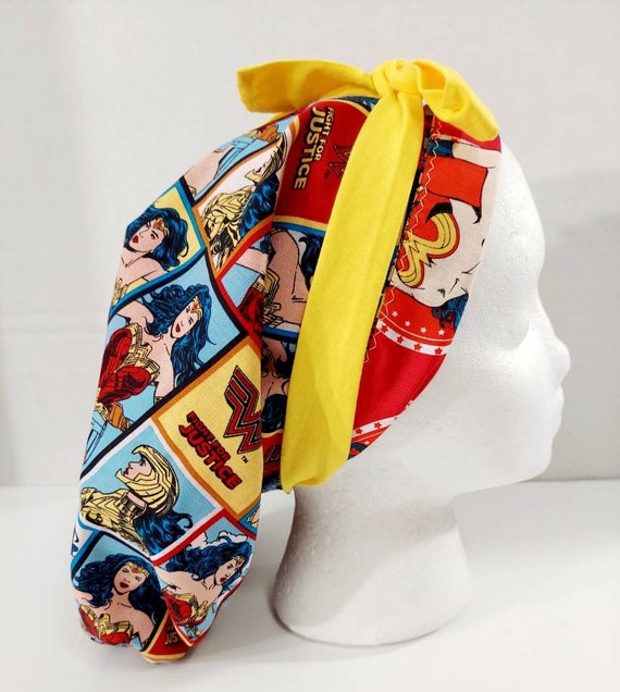 Surgery Hat, Women's Bouffant Hat, Chemo Hat, Surgical Hat, Surgical Cap, Head Covering, Scrub Cap, Wonder Woman