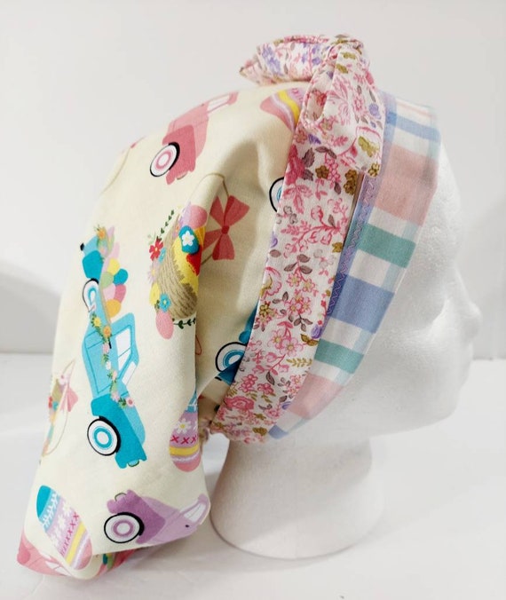 Scrub Cap, Women's Bouffant Cap, Chemo Hat, Head Covering, Surgical Cap, Surgery Hat, Face Mask, Easter