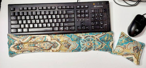 Rice-flax seed therapeutic heating/cooling wrist supports, keyboard wrist support, mouse wrist support, office gift, computer accessories