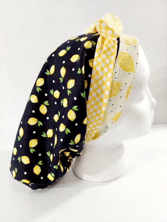 Scrub Cap, Women's Bouffant Cap, Chemo Hat, Surgical Cap, Surgery Hat, Head Covering, Lemons
