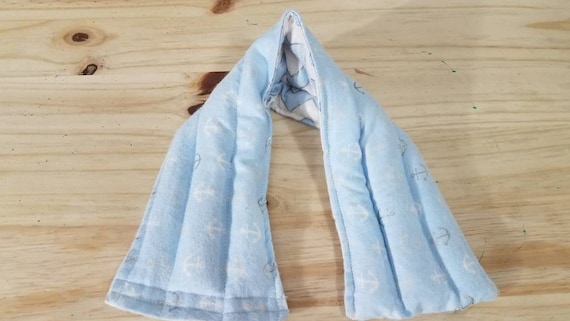 Rice-flax seed therapeutic heating/cooling neck wrap, rice bag, heat pad, cold pack, anchors, pink or blue