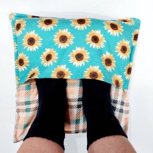 Rice-flax seed therapeutic heating/cooling foot warmer, heat pad, cold pack, rice bag, Sunflowers