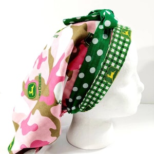 Scrub Cap, Women&#39;s Bouffant Cap, Chemo Hat, Surgical Cap, Surgery Hat, Face Mask, John Deere, Camouflage