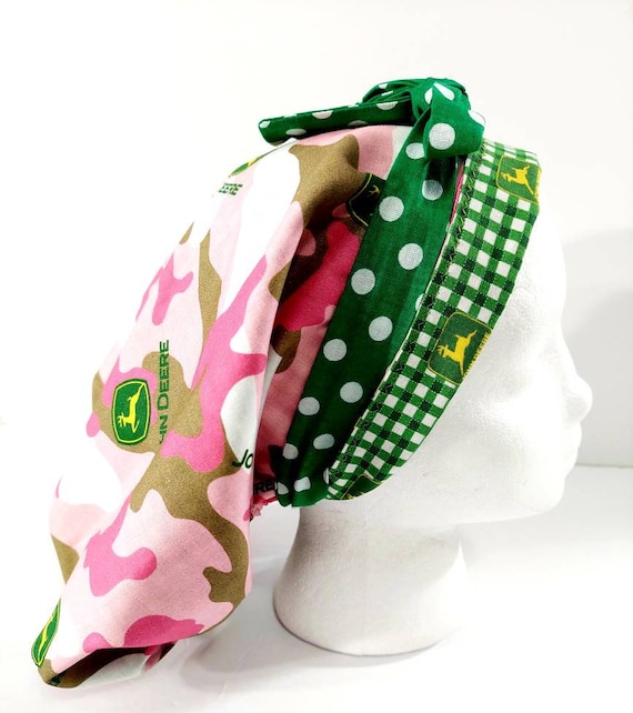 Scrub Cap, Women's Bouffant Cap, Chemo Hat, Surgical Cap, Surgery Hat, Face Mask, John Deere, Camouflage