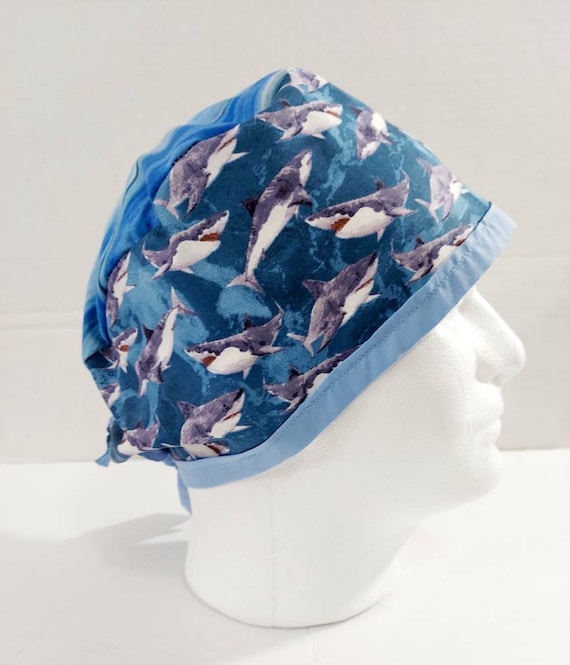Skull Cap, Doo Rag, Scrub Cap, Surgery Hat, Do Rag, Surgical Cap, Shark