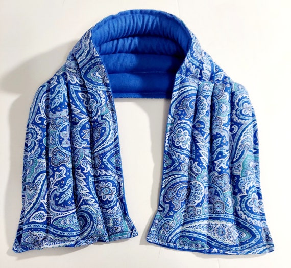 Rice-flax seed therapeutic heating-cooling neck wrap, heat pad, cold pack, rice bag, paisley