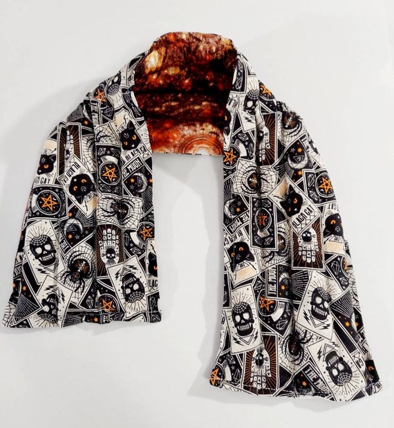Rice-flax seed therapeutic heating/cooling neck wrap and body pad, tarot cards, Gothic, Halloween,  Skulls