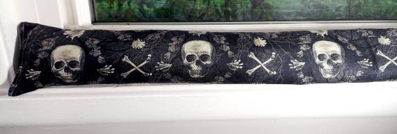 Draft Stopper, Door Draft Stopper, Breeze Stopper, Insect Repellent, Window Draft Stopper, Door Snake, FILLED w/Cedar, skulls