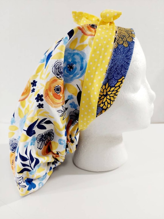 Scrub Cap, Women's Bouffant Cap, Chemo Hat, Surgical Cap, Face Mask, Flowers