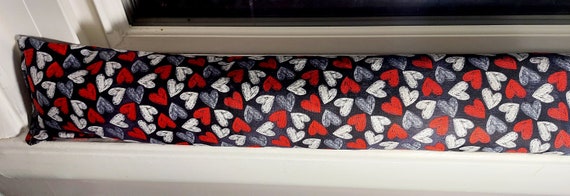 Draft Stopper, Door Draft Stopper, Breeze Blocker, Window Draft Stopper, Door Snake, Insect Repellent, FILLED W/CEDAR, Hearts, Valentine's