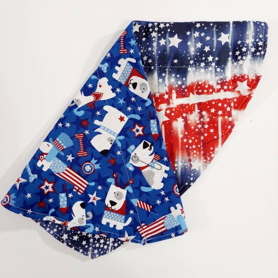 USA, Patriotic, Over the Collar Bandana, Reversible, Dog Collar, Cat Collar, Pet Gift, Dog Bandana, Bandana