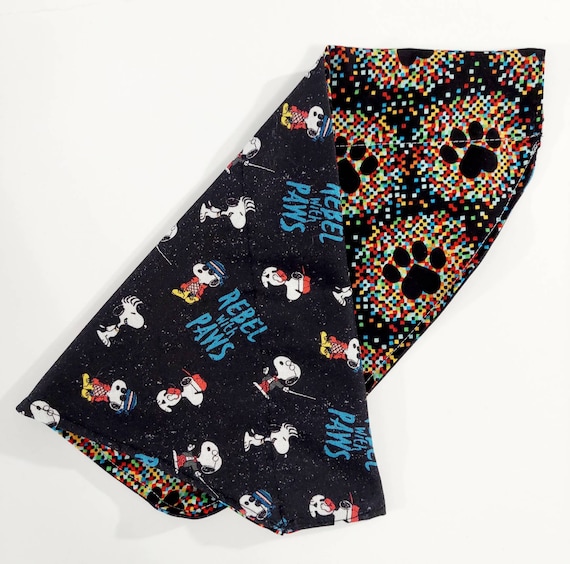 Over the Collar Bandana, Dog Collar, Cat Collar, Pet Gift, Reversible, Collar, Snoopy, Paw Prints