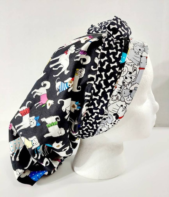 Scrub Cap, Women's Bouffant Cap, Chemo Hat, Surgical Cap, Surgery Hat, Surgical Cap, Face Mask, Dogs