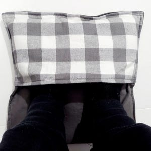 Rice-flax seed therapeutic heating/cooling pad, hand warmer, foot warmer, rice bag, heat pad, cold pack, Plaid, gray