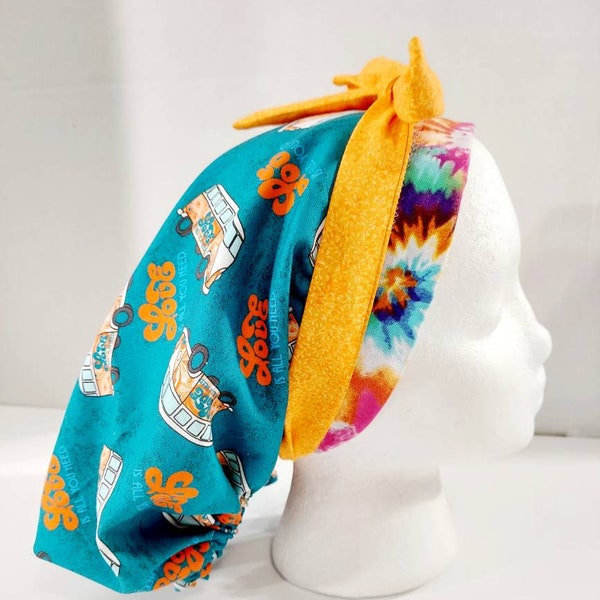 Scrub Cap, Women's Bouffant Cap, Chemo Hat, Surgical Cap, Surgery Hat, The Beatles, Hippie, Tye Dye, All You Need is Love, VW Bus