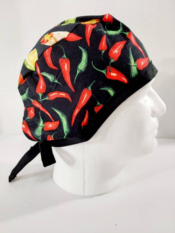 Skull Cap, Doo Rag, Welding Cap, Surgical Hat, Scrub Cap, Face Mask, Hot Peppers, Taco