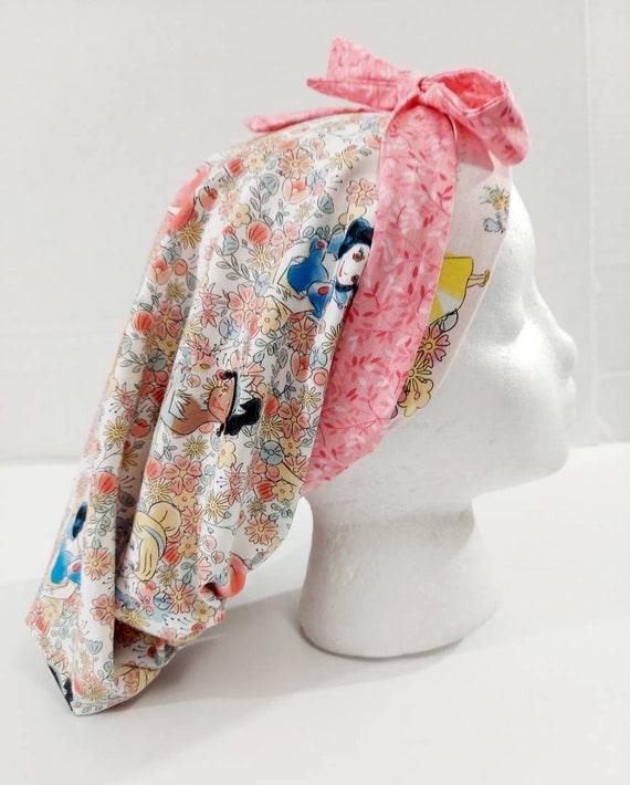 Surgery Cap, Surgical Hat, Chemo Hat, Women's Bouffant Hat, Scrub Cap, Face Mask, Head Covering, Disney, Princess