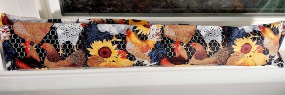 Draft Stopper, Window Draft Stopper, Door Draft Stopper, Insect Repellent, Breeze Stopper, Cedar *FILLED*, Rooster, Chicken, Sunflowers