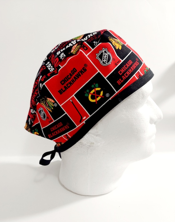 Chicago Blackhawks Skull Cap Doo Rag Scrub Cap Surgery Hat Chemo Hat Etsy Israel