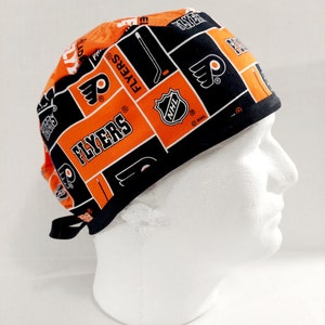 Skull Cap, Doo Rag, Scrub Cap, Surgery Hat, Welding Cap, Surgical Cap, Chemo Hat, Philadelphia Flyers