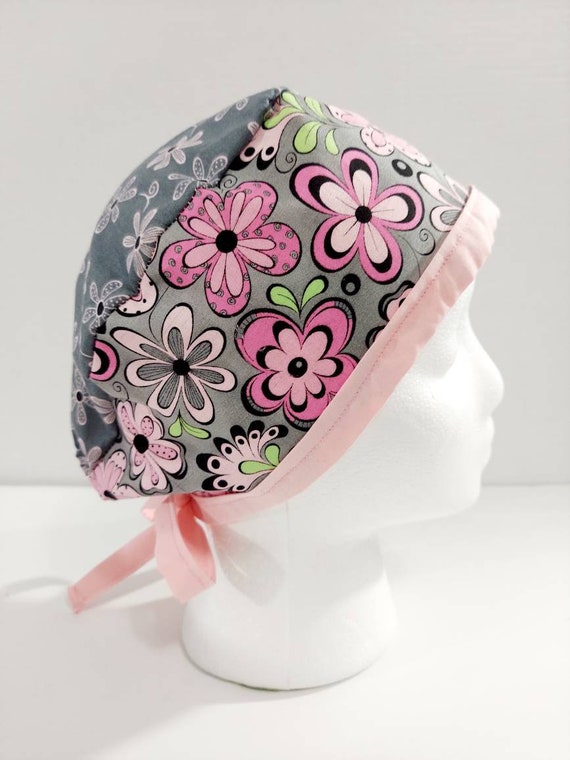 Skull Cap, Doo Rag, Du Rag, Surgery Hat, Chemo Hat, Scrub Cap, Flowers