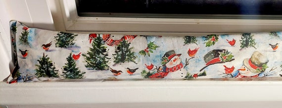 Draft Stopper, Door Draft Stopper, Window Draft Stopper, Breeze Blocker, Insect Repellent, Door Snake, *FILLED* w/CEDAR, Snowmen, Cardinals