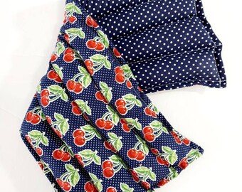 Rice-flax seed therapeutic heating-cooling pad, neck wrap, eye bag, heat pad, cold pack, rice bag, cherries