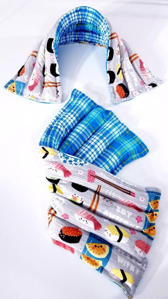 Rice-flax seed therapeutic heating/cooling neck wrap, body pad, rice bag, doula, heat pad, cold pack, sushi