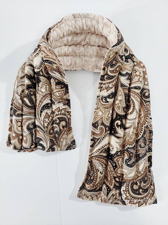 Rice-flax seed therapeutic heating-cooling wrap, rice bag, heat pad, cold pack, paisley
