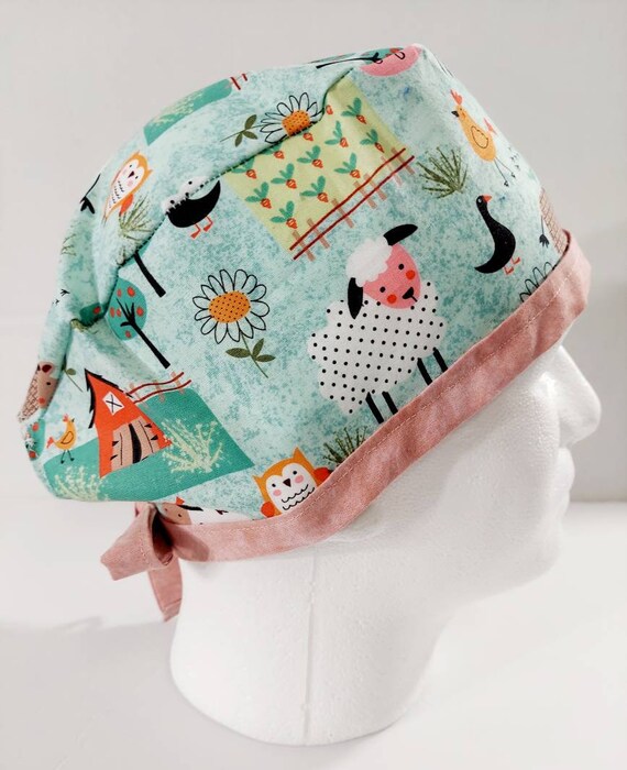Skull Cap, Doo Rag, Scrub Cap, Surgery Hat, Surgical Cap, Face Mask, Farm Animal, Barnyard