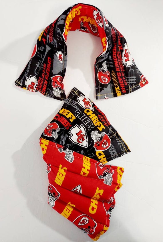 Rice-flax seed therapeutic heating/cooling neck wrap, body pad, rice bag, Kansas City Chiefs