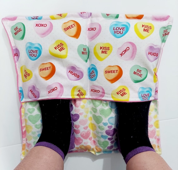 Rice-flax seed therapeutic heating-cooling foot warmer, heat pad, cold pack, hand warmer, hearts, candy hearts
