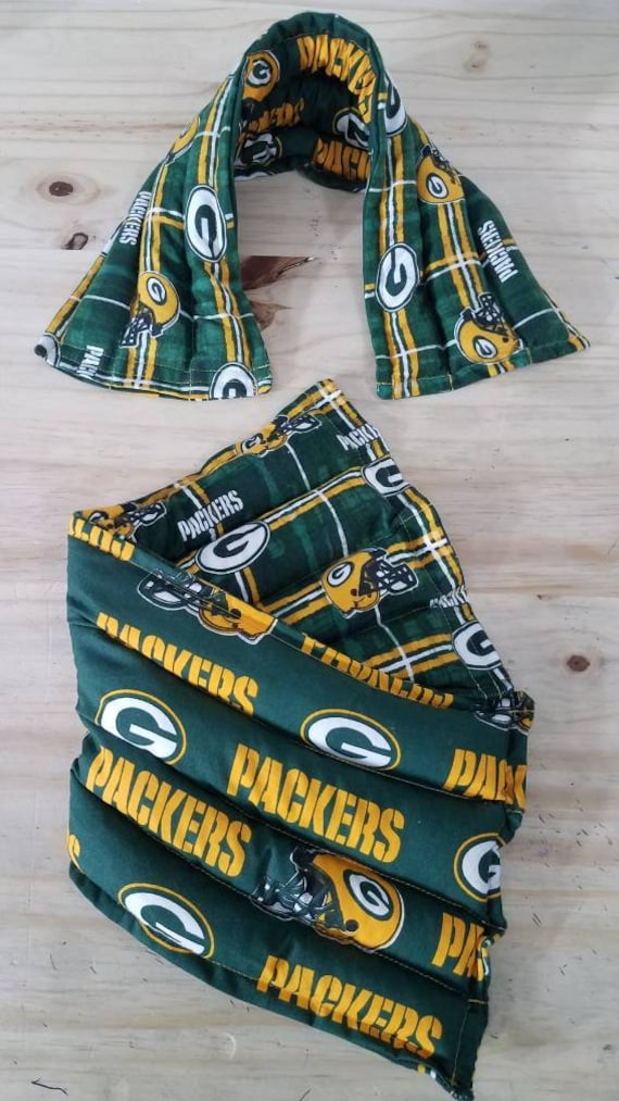Rice-flax seed therapeutic heating-cooling pad body, neck wrap, rice bag, heat pad, cold pack, Green Bay Packers