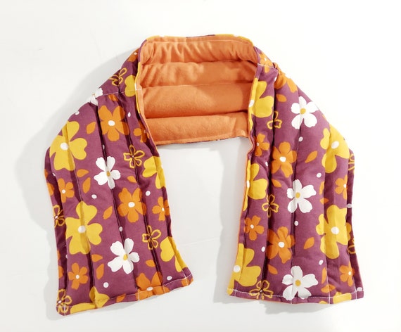 Rice-flax seed therapeutic heating/cooling neck wrap, body pad, heat pad, cold pack, rice bag, Flowers