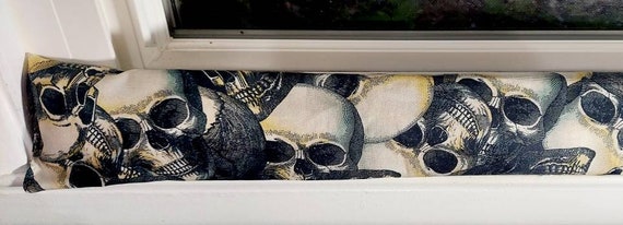 Draft Stopper, Door Draft Stopper, Window Draft Stopper, Door Snake, Breeze Blocker, Insect Repellent, FILLED W/CEDAR, Skulls