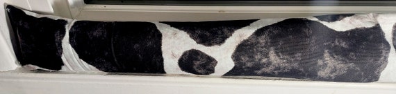 Draft Stopper, Door Draft Stopper, Breeze Blocker, Window Draft Stopper, Door Snake, Insect Repellent, FILLED W/CEDAR, Cows, Cow print