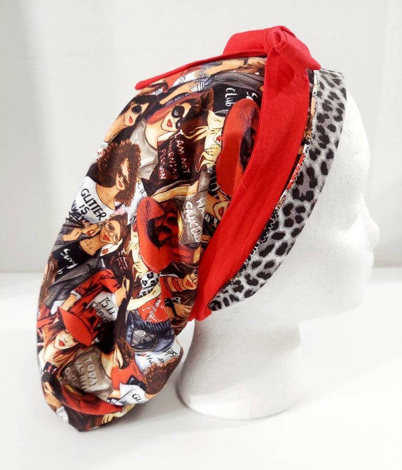 Scrub Cap, Women's Bouffant Cap, Chemo Hat, Surgical Cap, Surgery Hat, Sassy, Diva, Cheetah Print