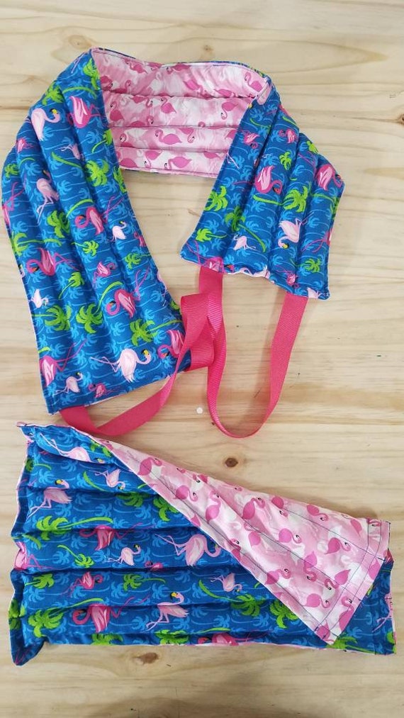 Rice-flax seed therapeutic heating-cooling pad neck-shoulder-knee wrap, eye bag, body pad, rice bag, heat pad, cold pack, flamingos