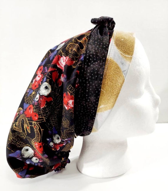 Scrub Cap, Women's Bouffant Cap, Chemo Hat, Surgical Cap, Surgery Hat, Halloween, Skulls