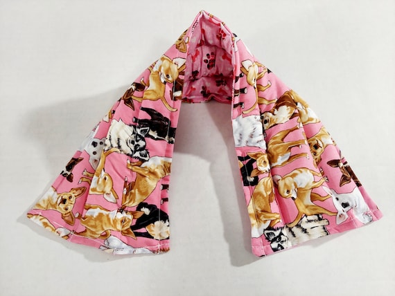 Rice-flax seed therapeutic heating-cooling neck wrap, body pad, doula, rice bag, Chihuahua, dogs, Paw Prints