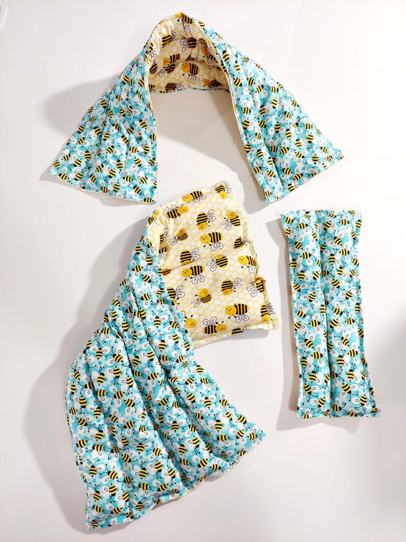 Rice-flax seed therapeutic heating-cooling pad, neck wrap, heat pad, cold pack, rice bag, doula, eye bag, bees, spring