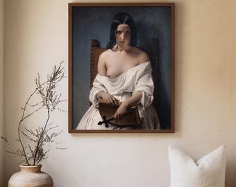 Dark Academia Art Print: Classical Woman with Cross - Francesco Hayez